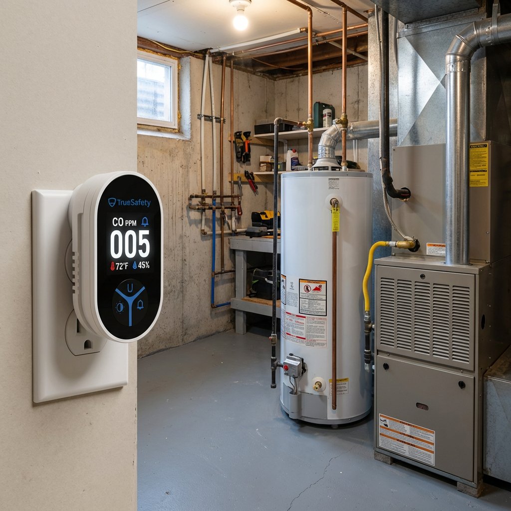 Utility area with water heater, furnace and TrueDetect