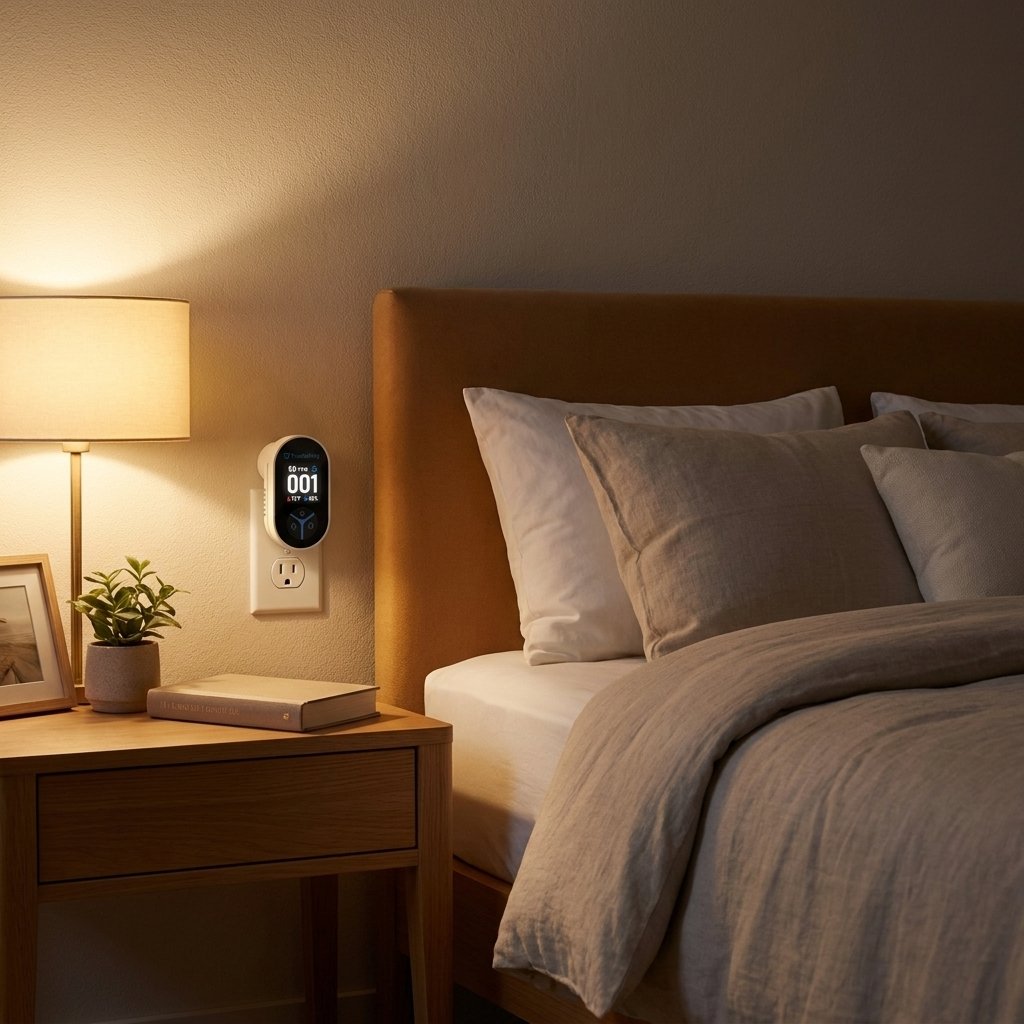 Bedroom with TrueDetect plugged in by the bed